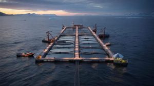 What you see is not a ship : at 385 metres long, Havfarm is the world’s largest offshore salmon farm